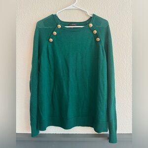 The Limited Emerald Green Gold Button Shoulder Sweater The Limited Size XL
